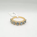 Golden Topaz Gemstones Half Eternity Diamond Ring 14K
