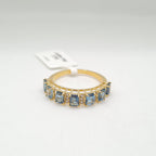 Golden Topaz Gemstones Half Eternity Diamond Ring 14K
