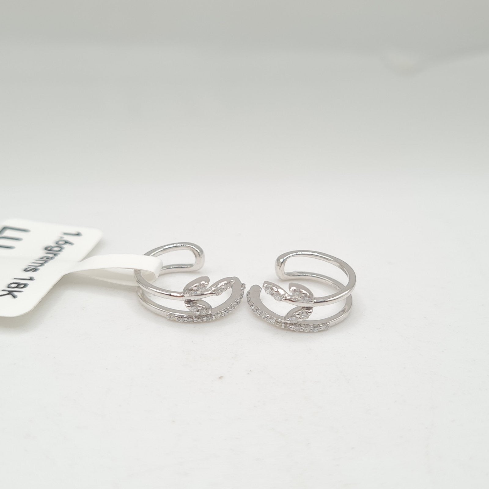 Leaf Ear Cuff Hoop Diamond Earrings 18K