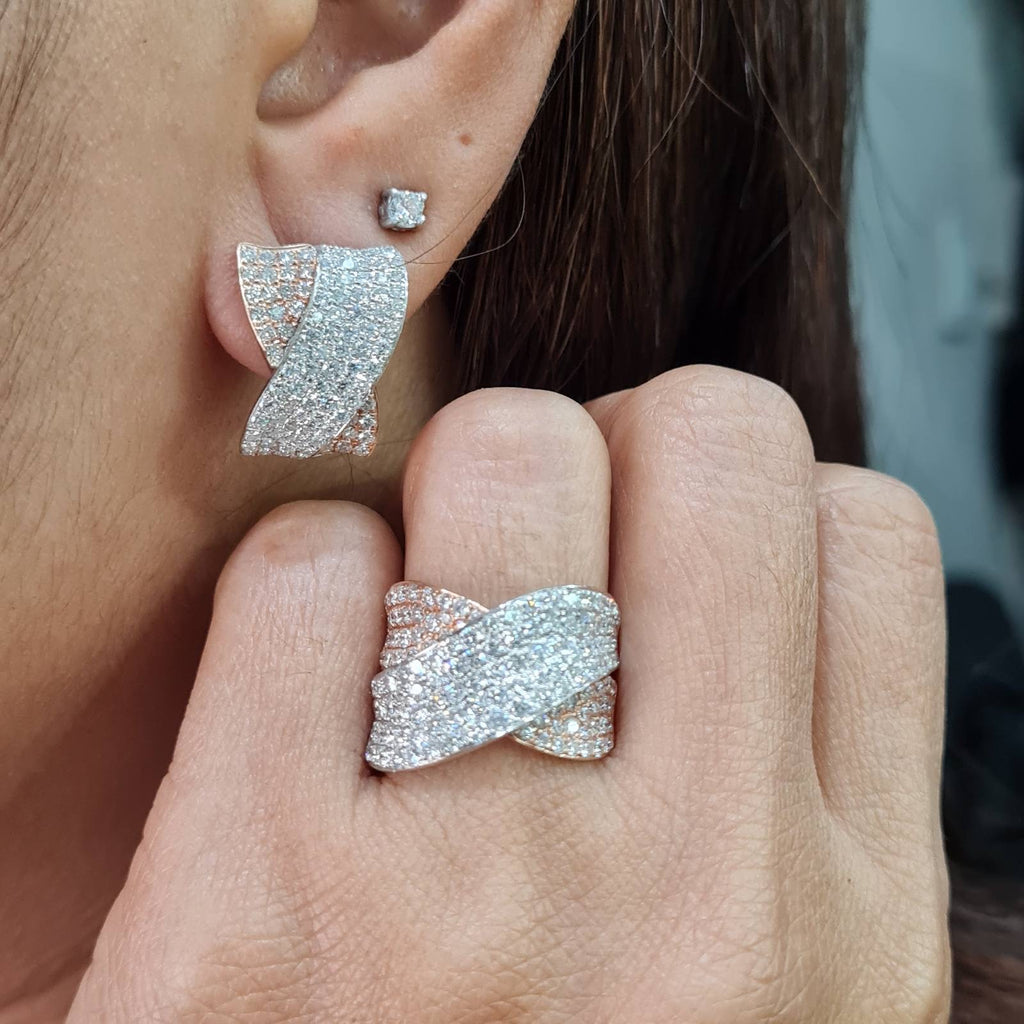 Crossover Paved Statement Diamond Jewelry Set 14K