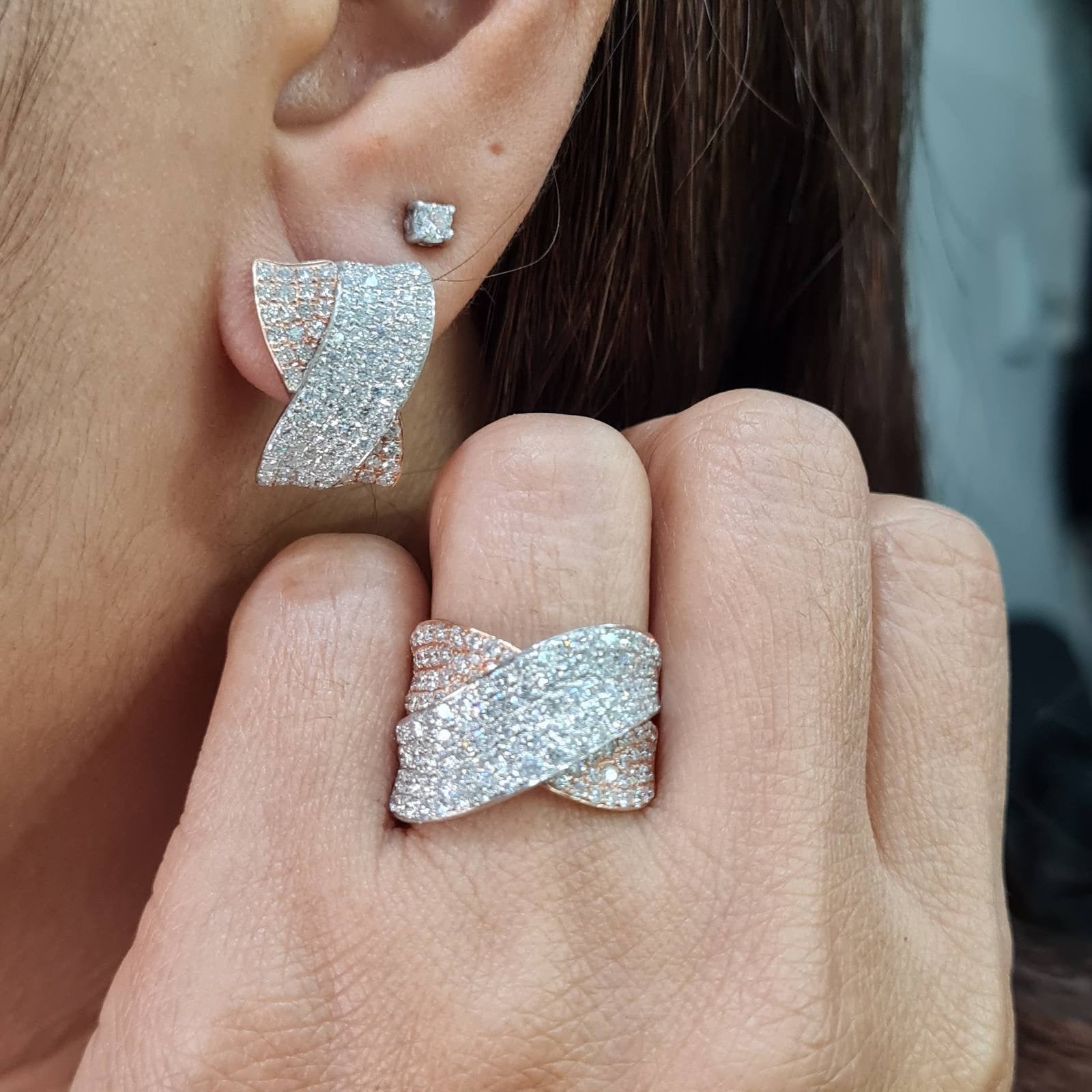 Crossover Paved Statement Diamond Jewelry Set 14K