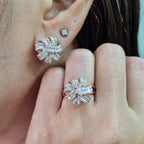 Three Tone Crossover Paved Diamond Jewelry Set 14K
