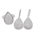 Classic Pear Pave Dangling Statement Diamond Jewelry Set 18K