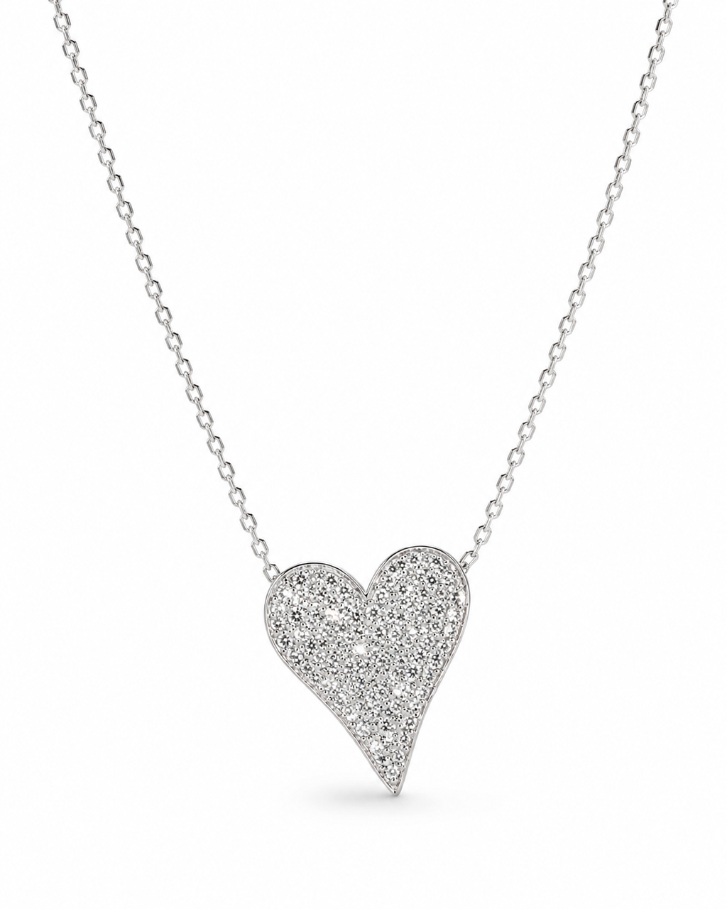 Classic Heart Pave Diamond Necklace 14K