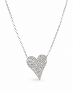 Classic Heart Pave Diamond Necklace 14K