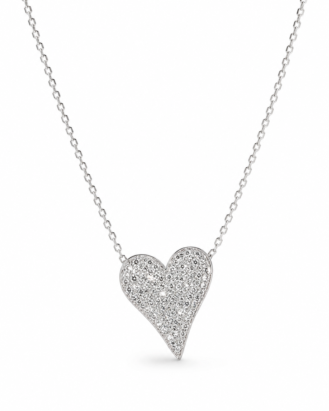Classic Heart Pave Diamond Necklace 14K