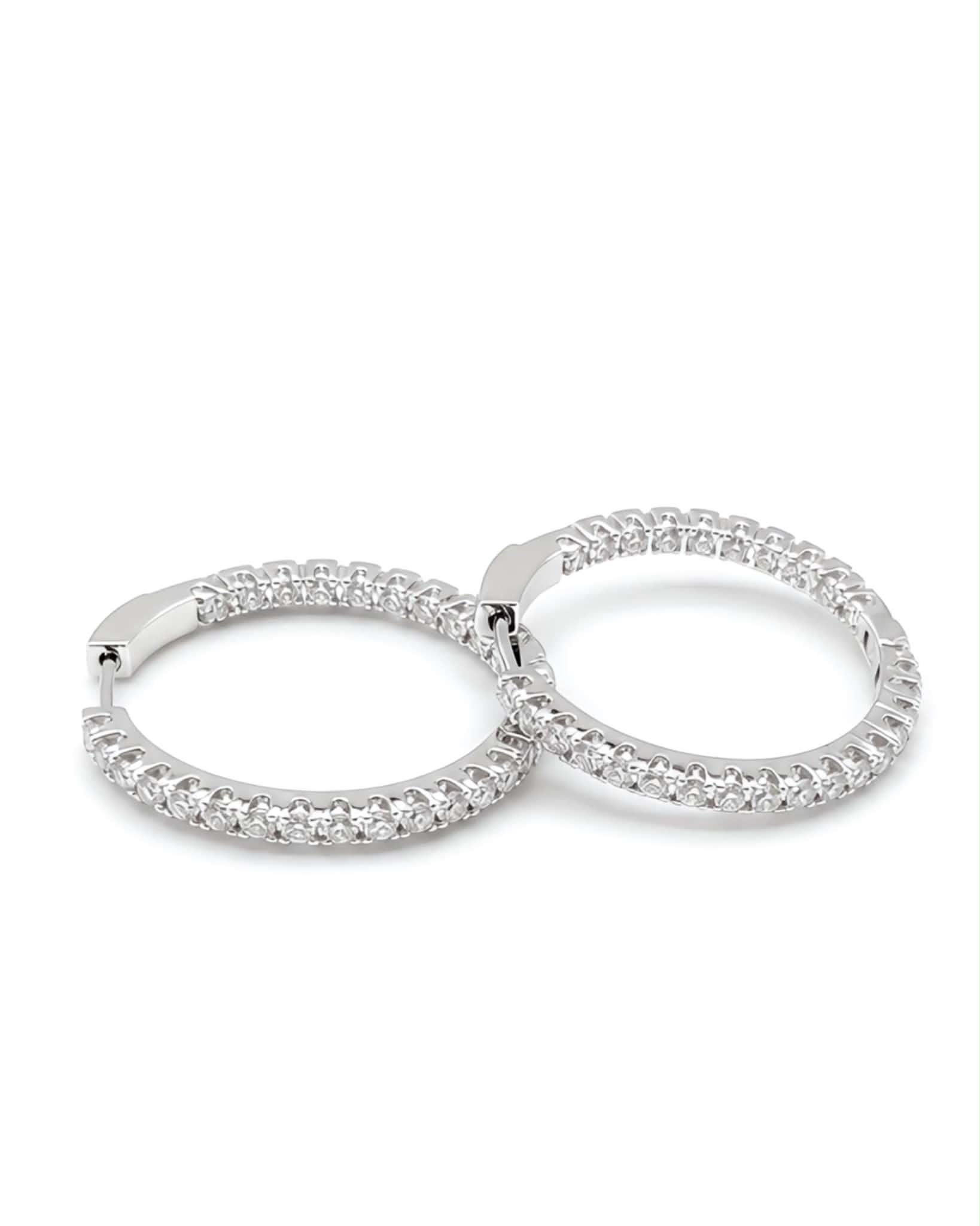 Classic Daily Round Full Eternity Hoop Diamond Earrings 14K