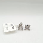 X Dainty Floral Stud Diamond Earrings 14K