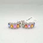 Rainbow Sapphire Gemstones Diamond Earrings 18K