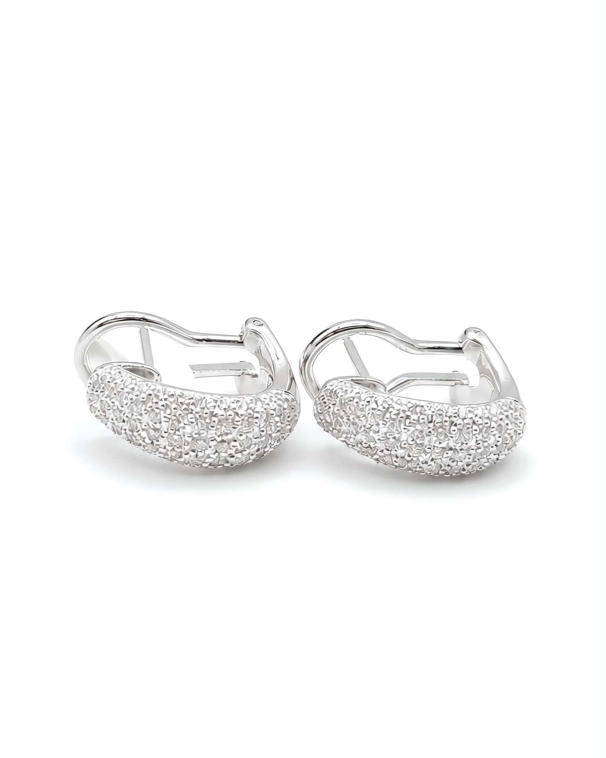 Classic Round Paved Hoop Diamond Earrings 18K
