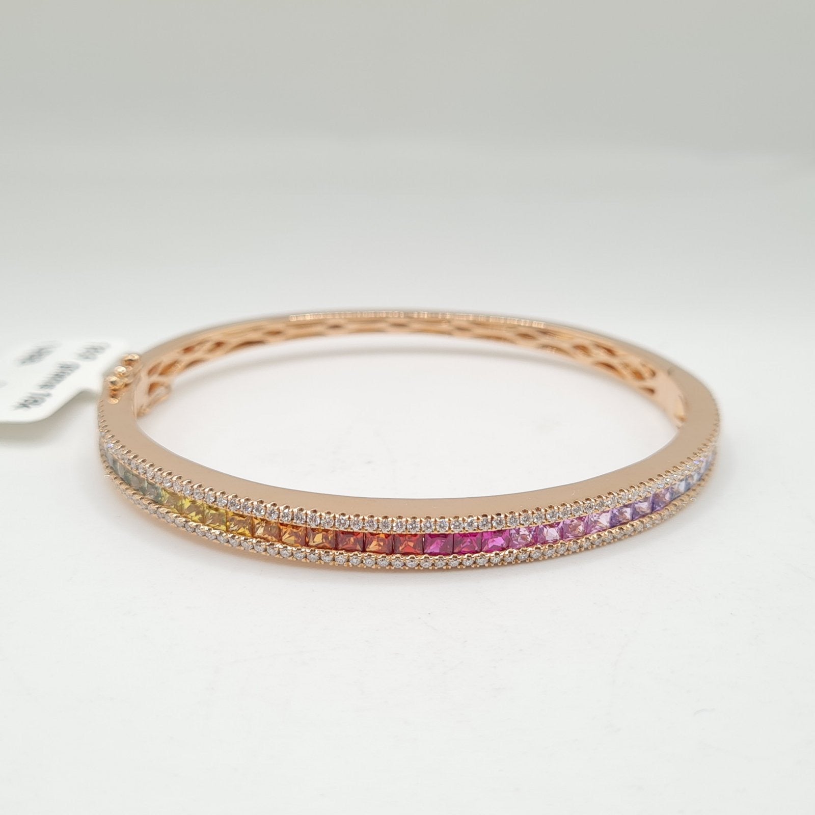 Rosegold Rainbow Sapphire Diamond Bracelet 18K 15.5cm