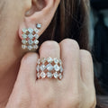 Three Tone Huggie Stack Diamond Jewelry Set 14K