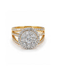 Classic Rosegold Round Paved Layered Diamond Ring 14K