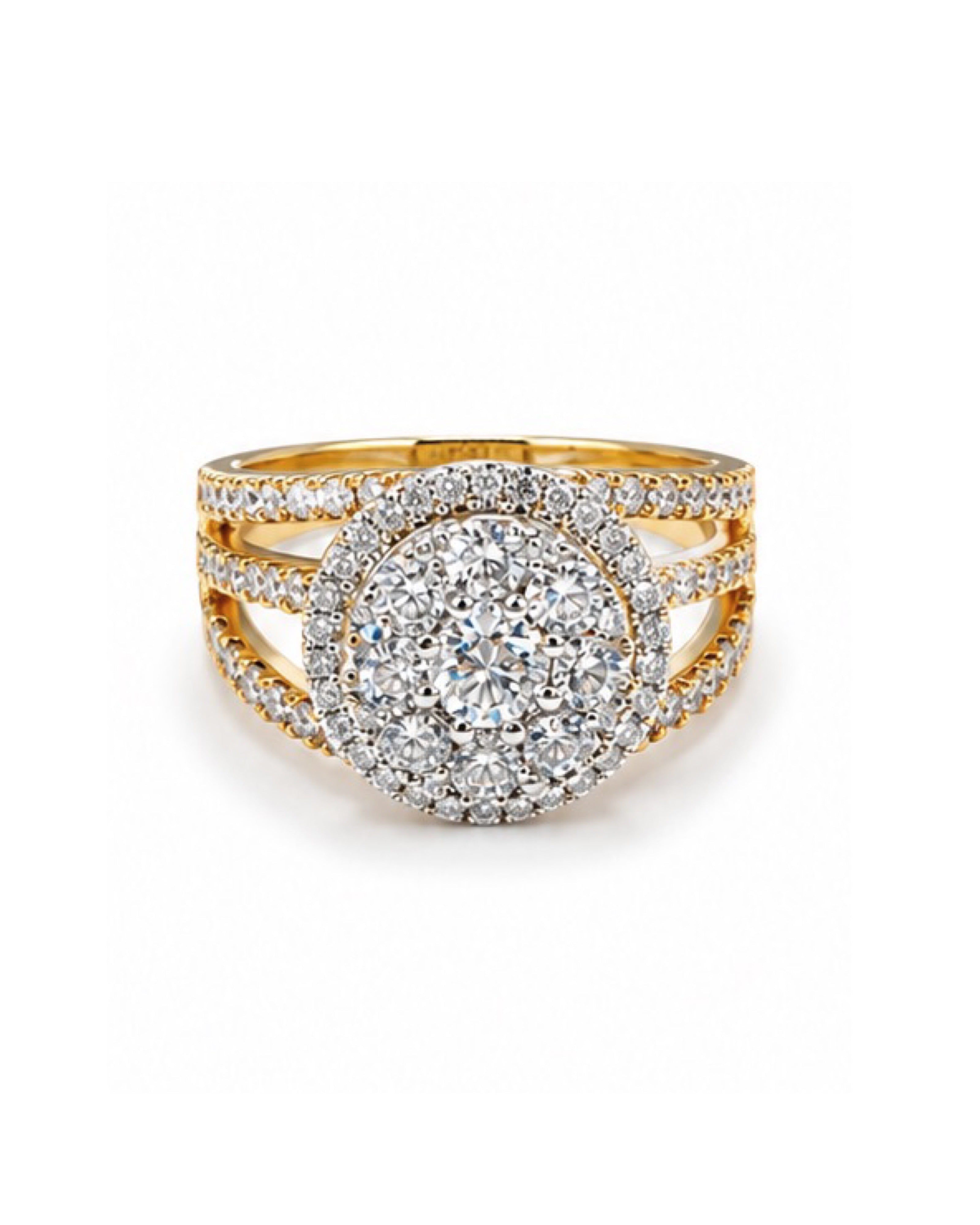 Classic Rosegold Round Paved Layered Diamond Ring 14K