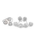 Classic Round Heart Overlap Cluster Diamond Jewelry Set 18K