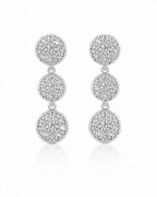 Classic Round Drop Rosette Setting Diamond Earrings 18K