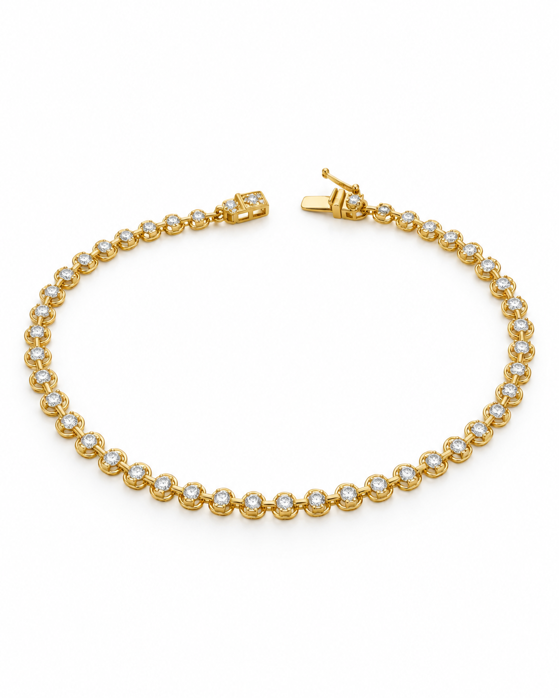 Classic Round Enlarger Full Eternity Tennis Diamond Bracelet 18K