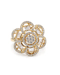 Golden Baguette Flower Statement Diamond Ring 18K