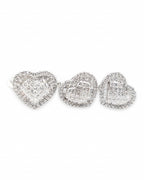 Classic Heart Invisible Setting Stud Diamond Jewelry Set 18K