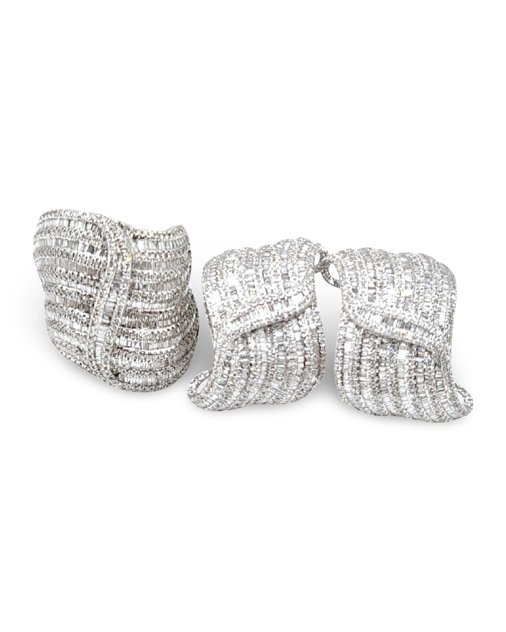 Baguette Leaf Statement Diamond Jewelry Set 14K