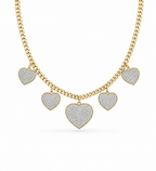 Classic Heart Station Diamond Pave Necklace 14K