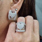 Heart Cage Statement Diamond Jewelry Set 14K