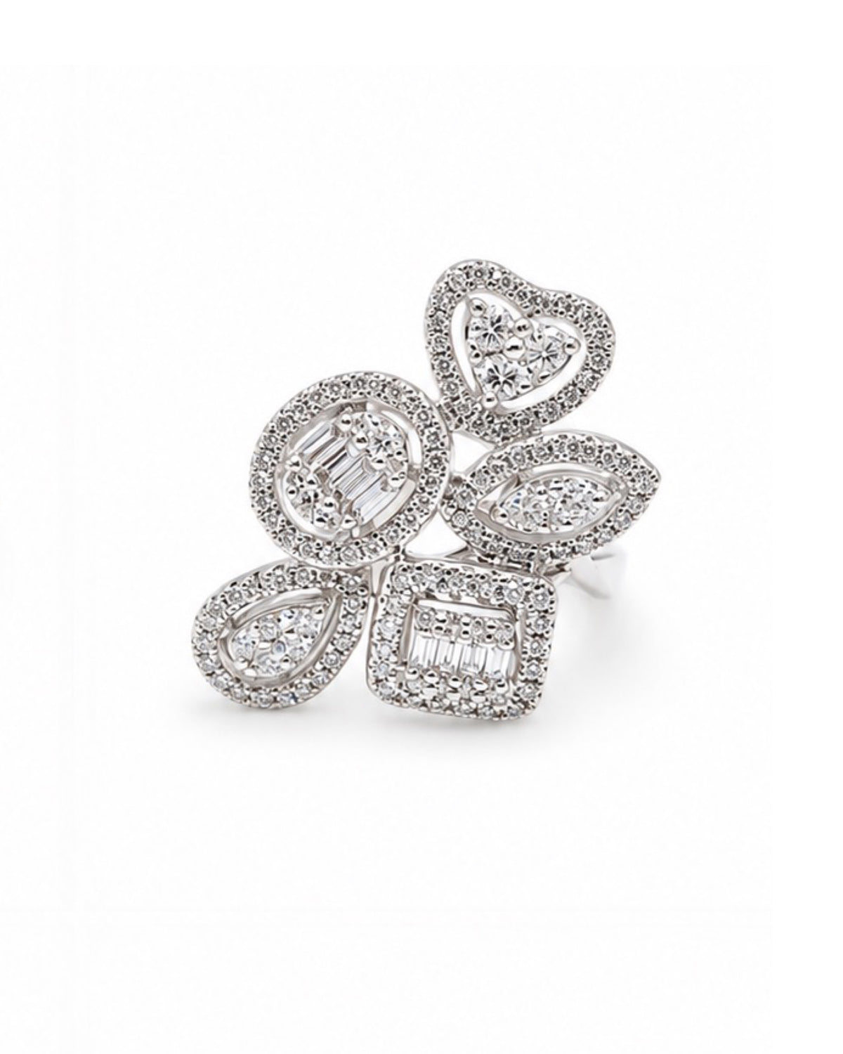 Classic Multi Shape Cluster Diamond Ring 14K