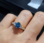 Fancy Blue Diamond Elevated Paved Diamond Engagement Ring 18K