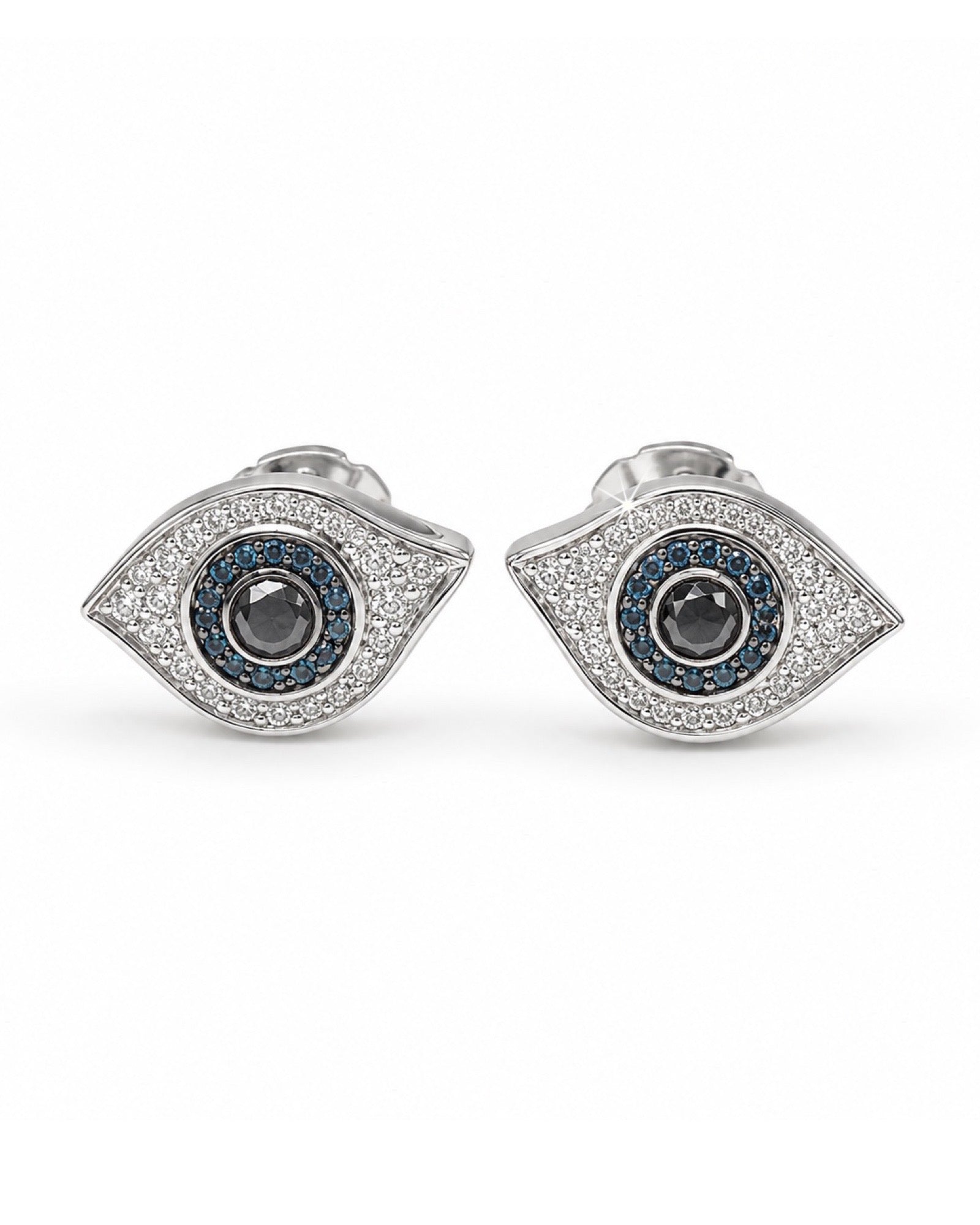 Blue Diamond Evil Eye Diamond Earrings 18K