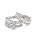 Classic Round Swirl Half Eternity Twin Diamond Ring 18K