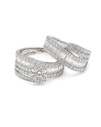 Classic Round Swirl Half Eternity Twin Diamond Ring 18K
