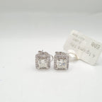 XX Classic 3.68cts Princess Solitaire Halo Stud Diamond Earrings 18K