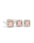 Rare Fancy Pink Diamonds Cushion Halo Diamond Jewelry Set 14K