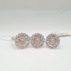 Two Tone Fancy Pink Diamond Oval Baguette Diamond Jewelry Set 14K