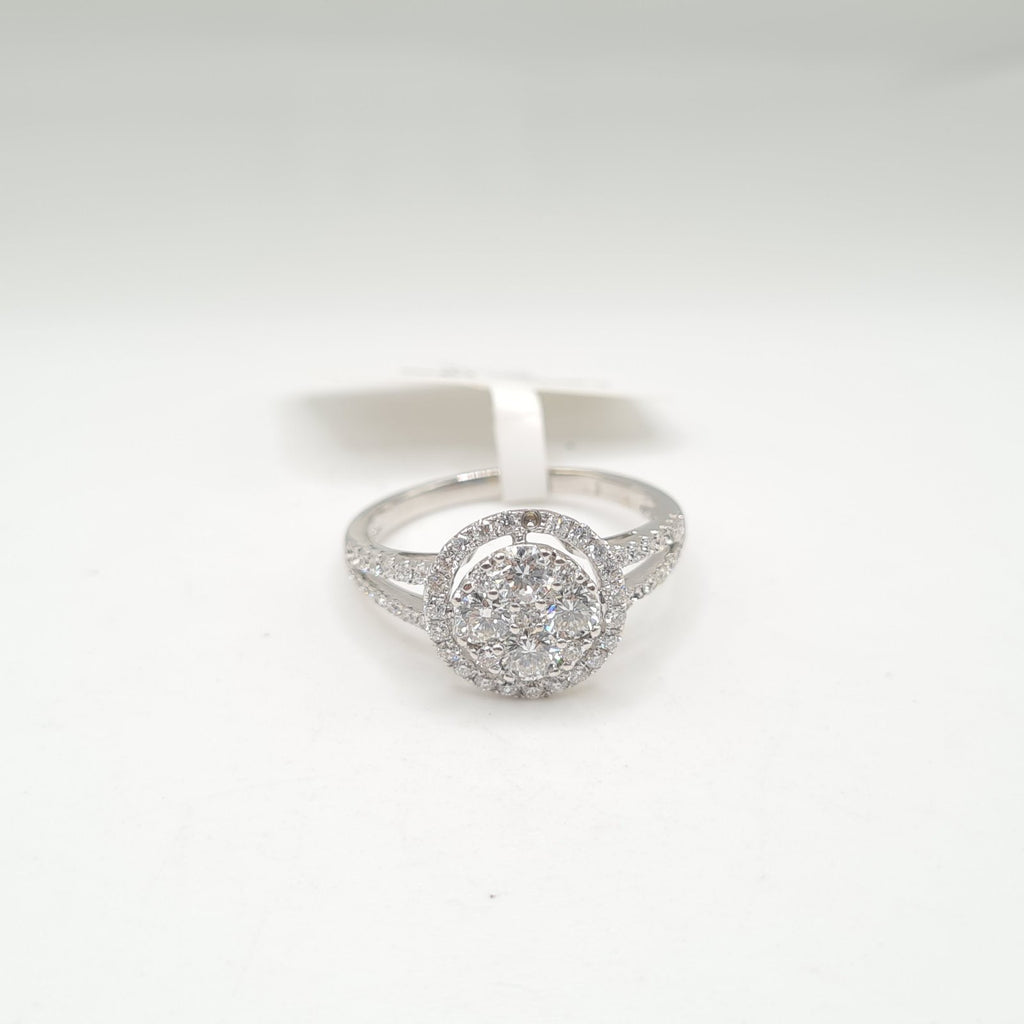 Classic Round Halo Paved Diamond Ring 18K
