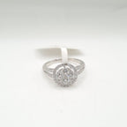 Classic Round Halo Paved Diamond Ring 18K