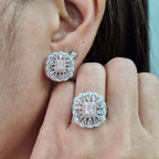 Rare Fancy Pink Diamond Larger Floral Diamond Jewelry Set 14K