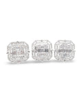 Classic Square Double Halo Statement Diamond Jewelry Set 14K