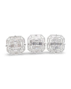Classic Square Double Halo Statement Diamond Jewelry Set 14K
