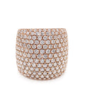 Classic Round Chunky Paved Rosegold Statement Diamond Ring 14K