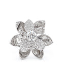 Round Lotus Flower Diamond Ring 18K