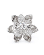 Round Lotus Flower Diamond Ring 18K