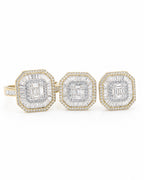 Classic Cushion Paved Golden Diamond Jewelry Set 14K