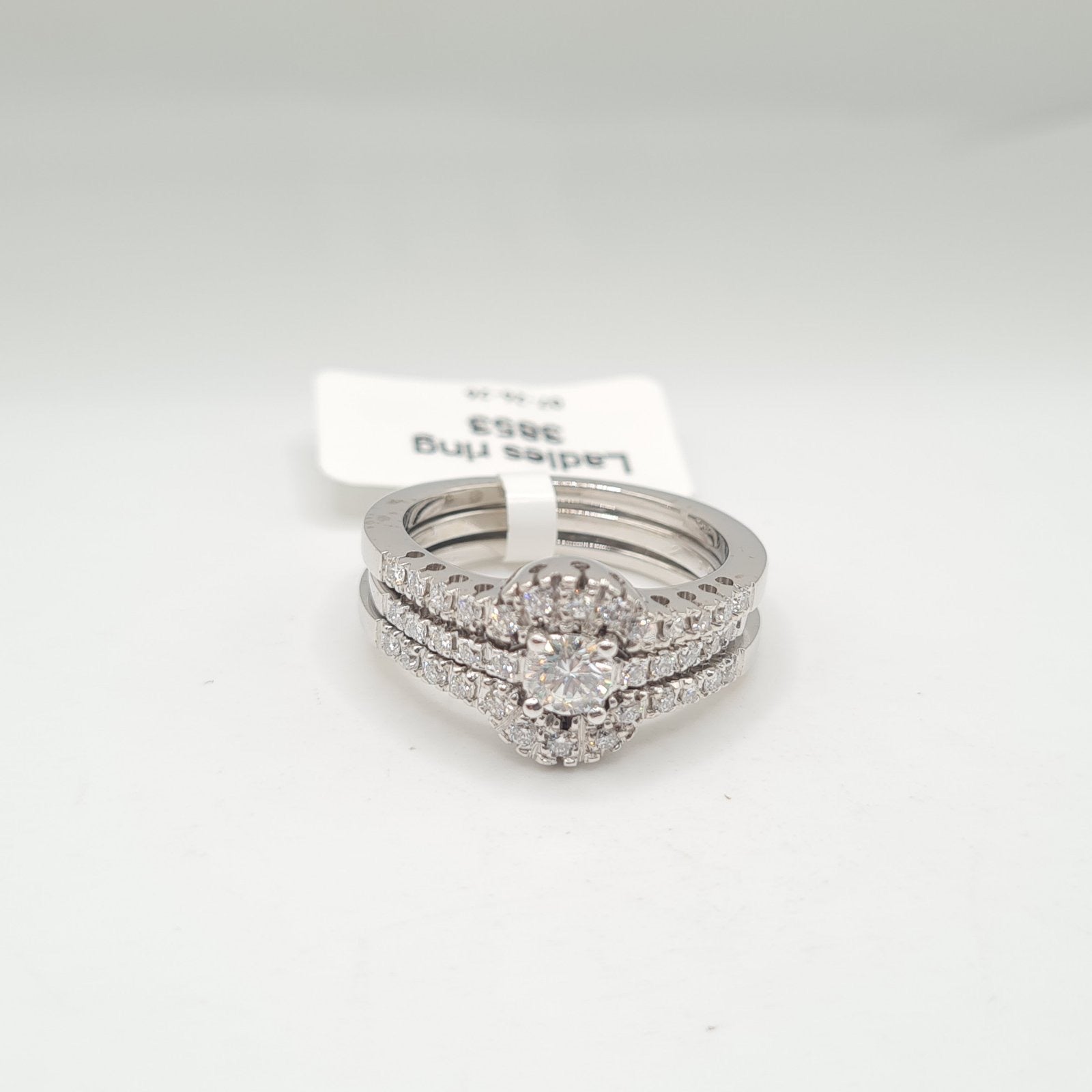 2in1 Round Solitaire Paved Diamond Engagement Ring 18K