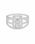 Classic Emerald Paved Layered Diamond Ring 14K