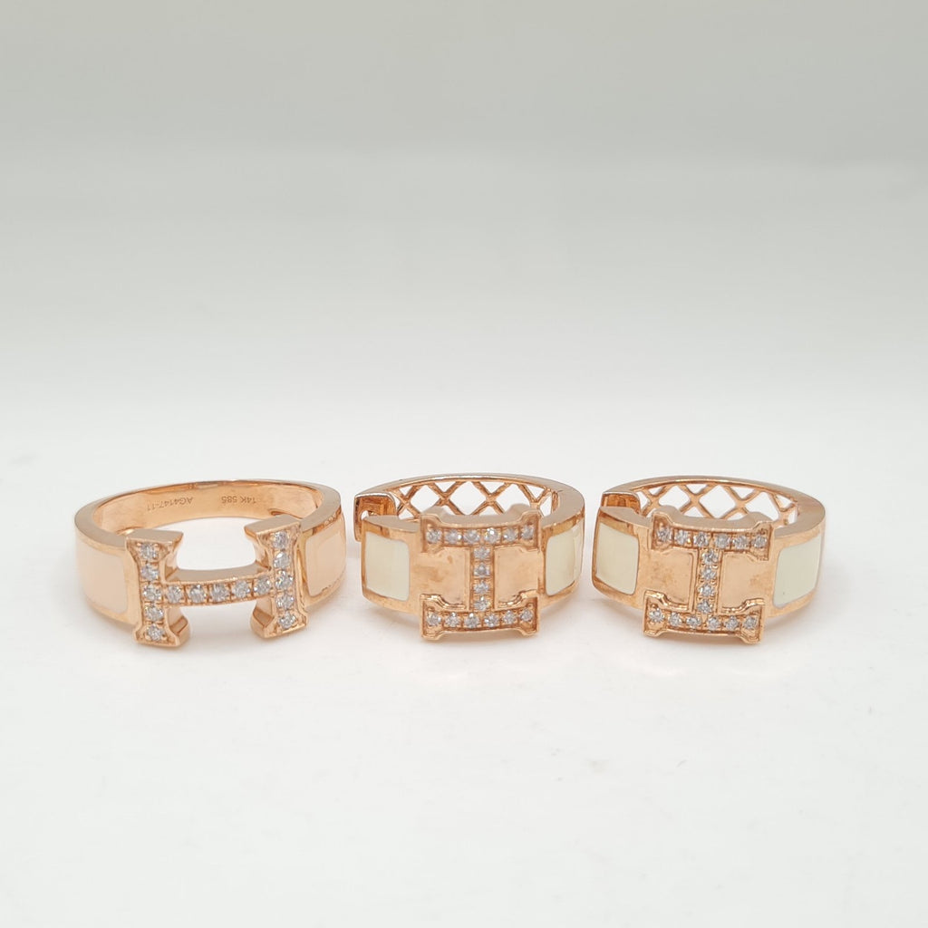 Rosegold Deco Hoop Diamond Jewelry Set 14K