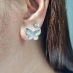 Classic Butterfly Paved Diamond Earrings 14K