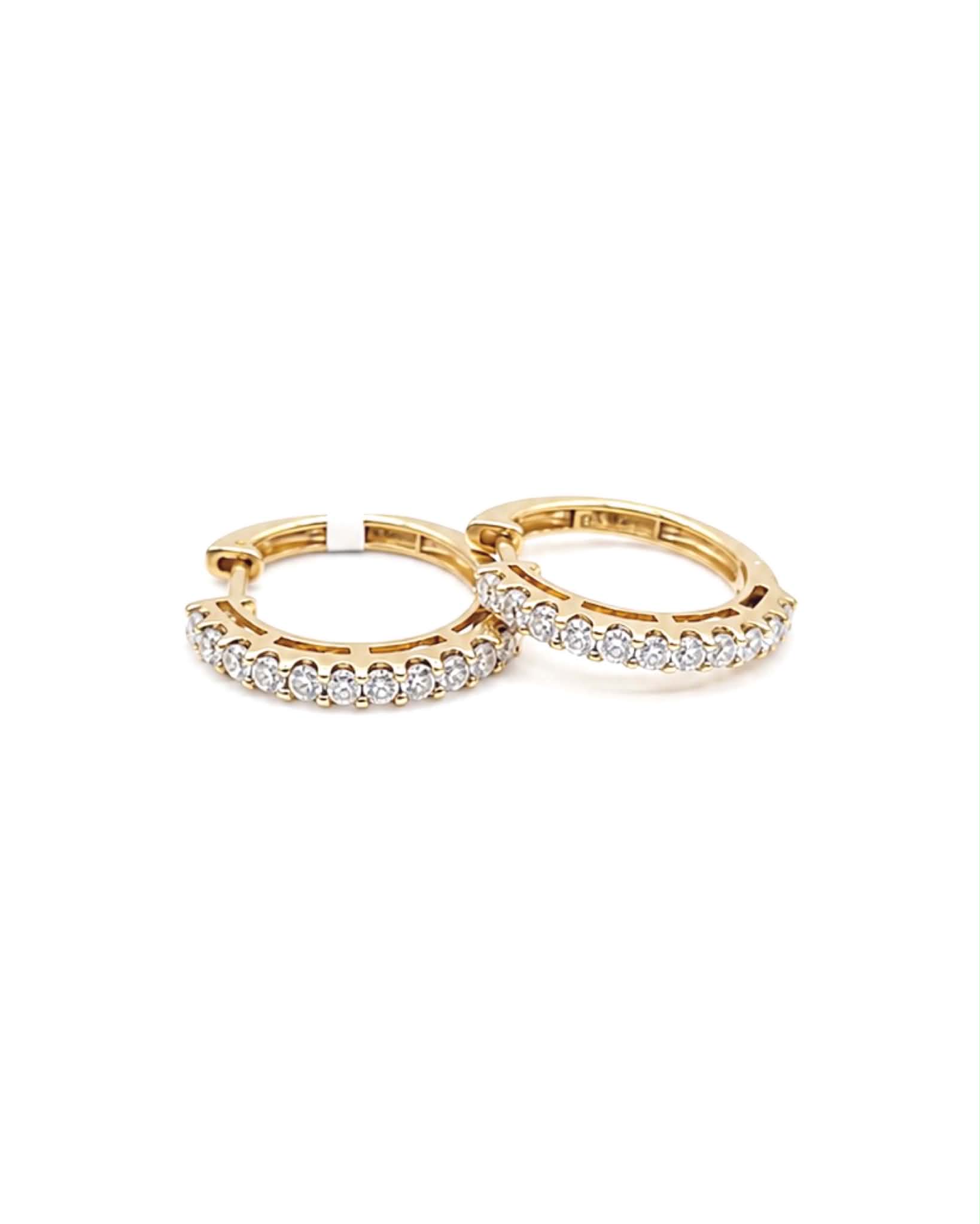 Classic Round Half Eternity Hoop Diamond Earrings 14K