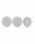 Classic Round Halo Invisible Setting Statement Diamond Jewelry Set 14K