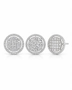 Classic Round Halo Invisible Setting Statement Diamond Jewelry Set 14K